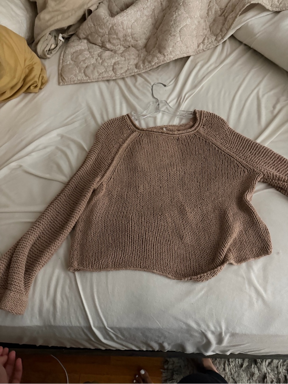 Free People Scoopneck Cropped Knit Sweater - Dusty Rose